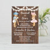 Baseball or Bows Rustic Country Gender Reveal Invitation (Standing Front)