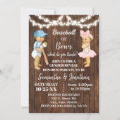 Baseball or Bows Rustic Country Gender Reveal Invitation (Front)