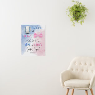 Baseball or bows welcome sign