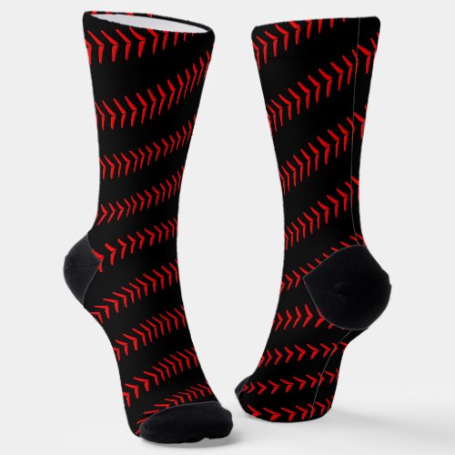 Baseball or Softball Player Red Laces on Black Socks