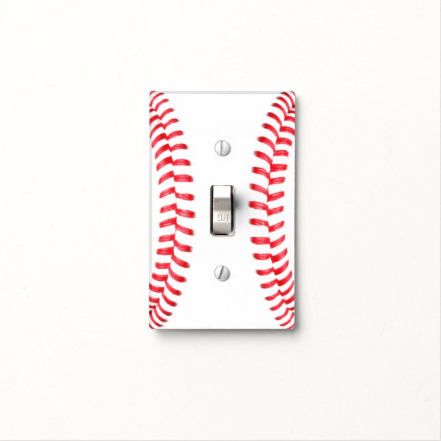Baseball or Softball Red Laces Custom Switch Cover (In Situ)