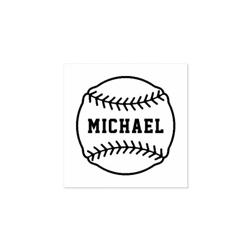 Baseball or softball with custom name rubber stamp