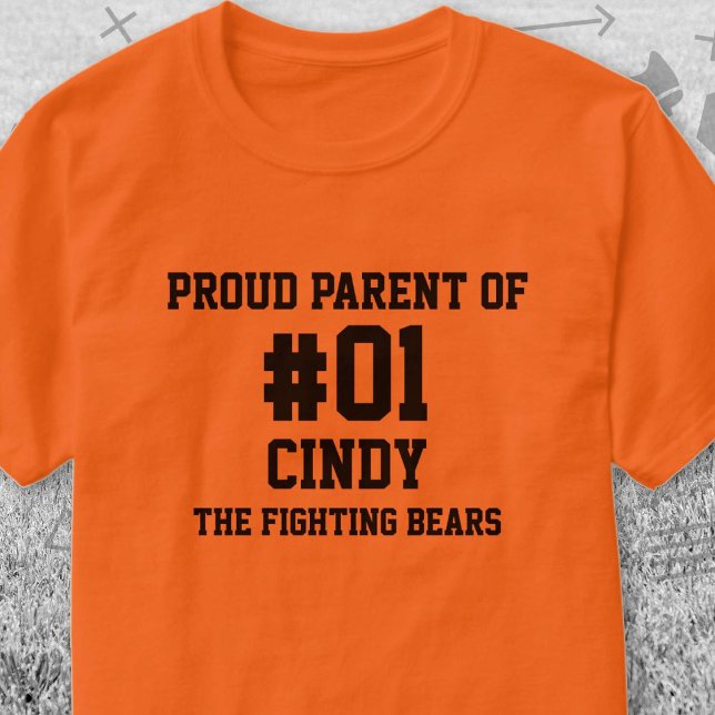 Baseball Orange Black Team T-Shirt (Orange and Black Baseball Proud Parent of T-Shirt. Celebrate your high school or college athlete.)