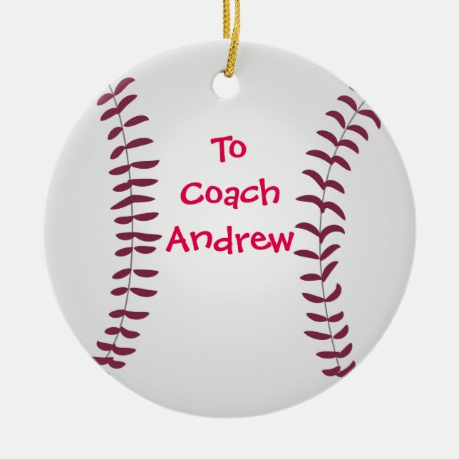 Baseball Ornament Personalized for Coach or Player (Front)