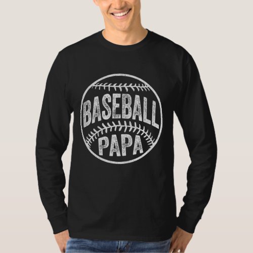 Baseball Papa Coach Fathers Day Gift T_Shirt