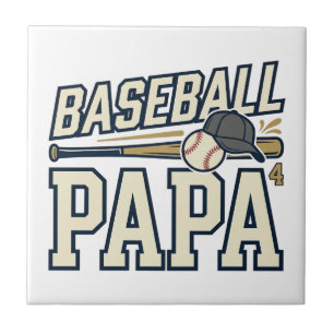 Baseball Papa Vintage Engraving Shirt Design_1 Ceramic Tile
