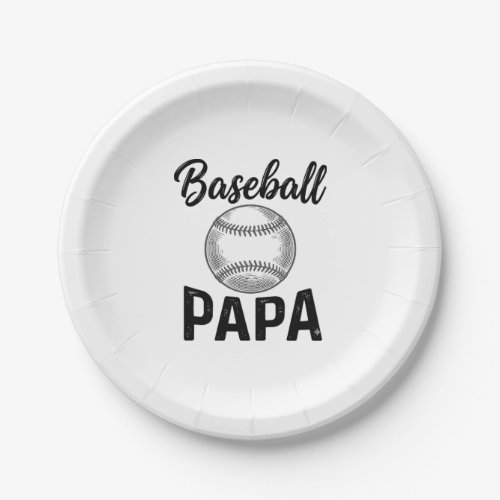 Baseball Papa Vintage Engraving Shirt Design_1 Paper Plates