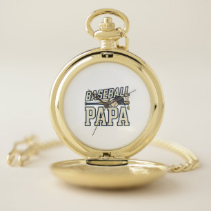 Baseball Papa Vintage Engraving Shirt Design_1 Pocket Watch