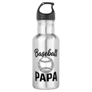 Baseball Papa Vintage Engraving Shirt Design_1 Stainless Steel Water Bottle