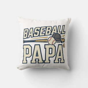 Baseball Papa Vintage Engraving Shirt Design_1 Throw Pillow