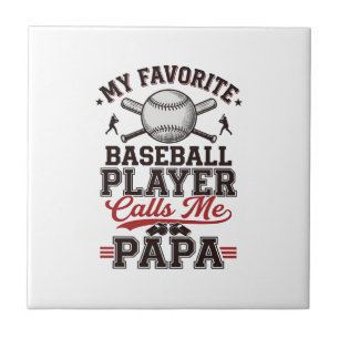 Baseball Papa Vintage Engraving Vector Design_1 Ceramic Tile