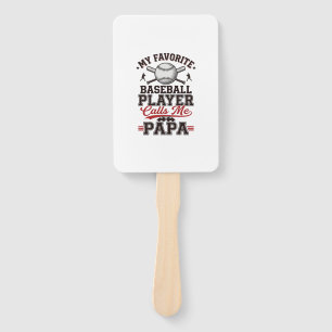 Baseball Papa Vintage Engraving Vector Design_1 Hand Fan