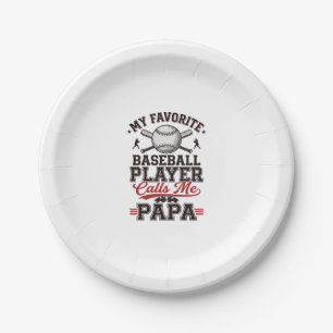 Baseball Papa Vintage Engraving Vector Design_1 Paper Plates