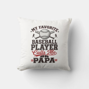 Baseball Papa Vintage Engraving Vector Design_1 Throw Pillow
