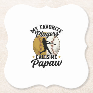 Baseball Papaw Favorite Players Vintage Shirt Desi Paper Coaster