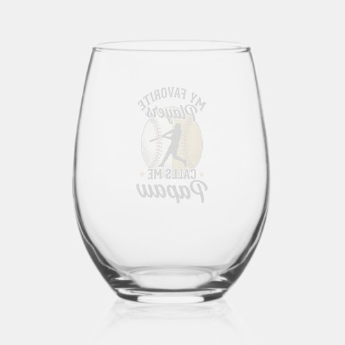 Baseball Papaw Favorite Players Vintage Shirt Desi Stemless Wine Glass