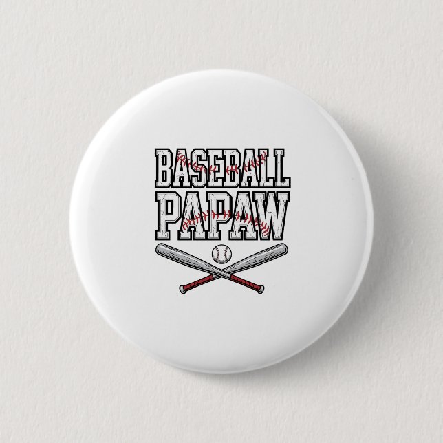 Baseball Papaw Vintage Engraving Design_1 Button (Front)