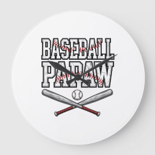 Baseball Papaw Vintage Engraving Design_1 Large Clock