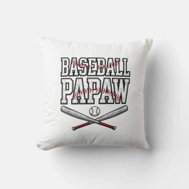 Baseball Papaw Vintage Engraving Design_1 Throw Pillow (Front)