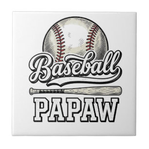 Baseball Papaw Vintage Engraving Shirt Design_1 Ceramic Tile
