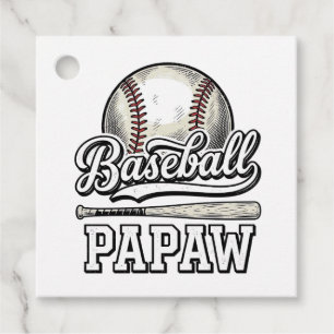 Baseball Papaw Vintage Engraving Shirt Design_1 Favor Tags