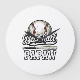 Baseball Papaw Vintage Engraving Shirt Design_1 Large Clock