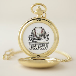 Baseball Papaw Vintage Engraving Shirt Design_1 Pocket Watch