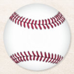 Baseball Paper Coasters<br><div class="desc">Handy pulp board paper coasters done in a sports theme of a white baseball with red stitching. Customize to add text to this fun coaster. Great for parties, every day use and gift ideas.</div>