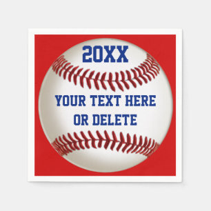 Baseball Paper Napkins 2 Text Boxes, Team COLORS