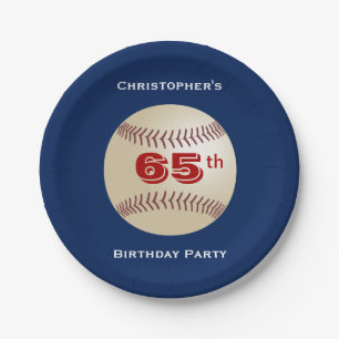 Baseball Paper Plates, 65th Birthday Party Plates