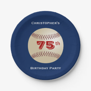 Baseball Paper Plates, 75th Birthday Party Paper Plates