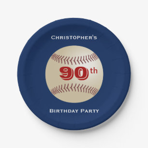 Baseball Paper Plates, 90th Birthday Party Plates