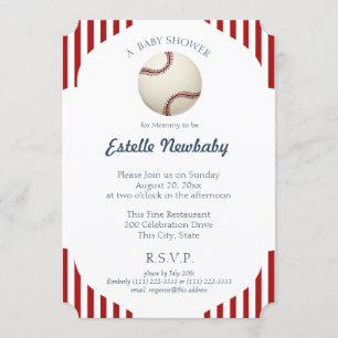 Baseball Park Stripes Baby Shower Invitation