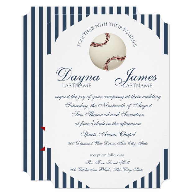 Baseball Park Stripes Wedding Invitation