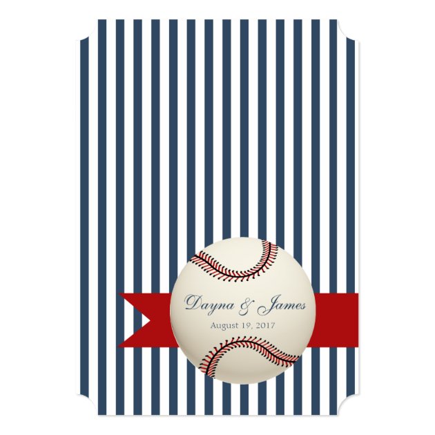 Baseball Park Stripes Wedding Invitation