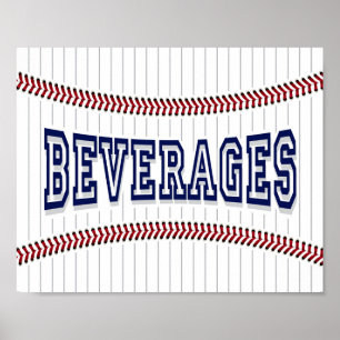 Baseball Party BEVERAGES Sign Print