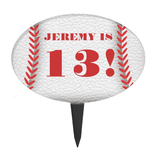 Baseball Party Cake Pick (Front)