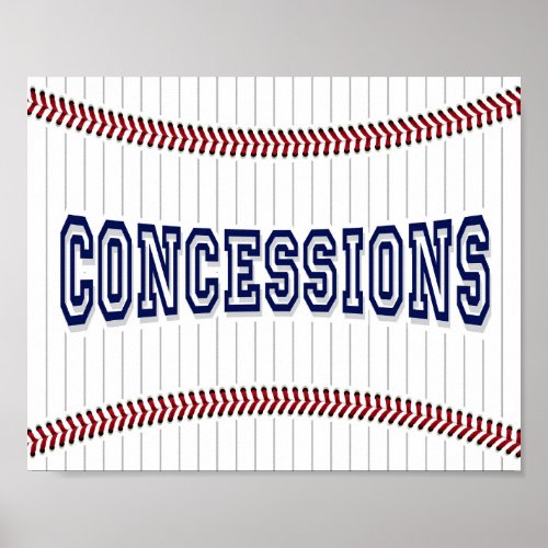 Baseball Party CONCESSIONS Sign Print