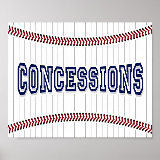 Baseball Party CONCESSIONS Sign Print