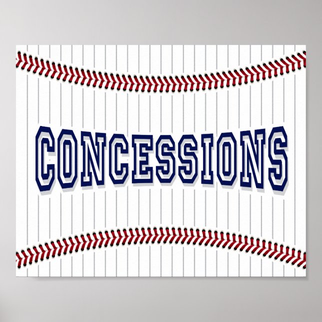 Baseball Party CONCESSIONS Sign Print (Front)