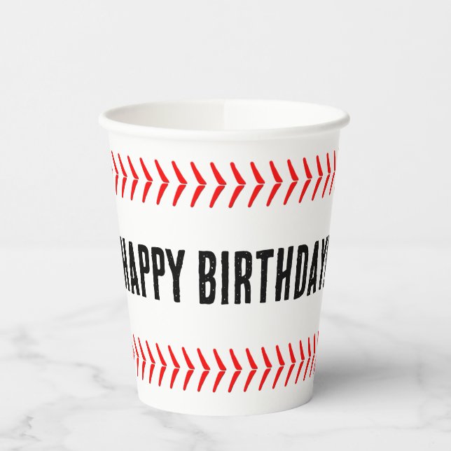 Baseball Party Custom Text Personalized Paper Cups (Left)