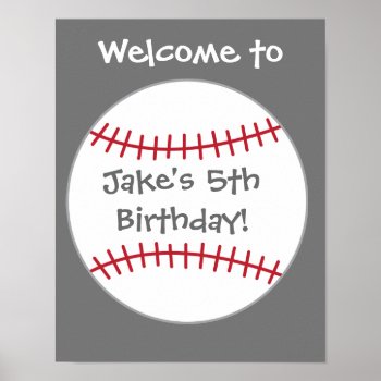 Baseball Party Decor- Birthday Welcome Sign by AestheticJourneys at Zazzle