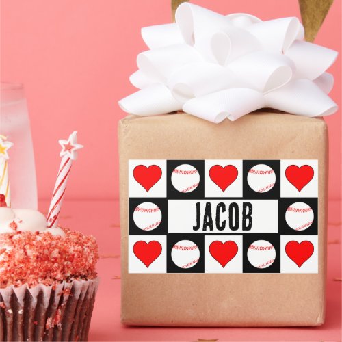 Baseball Party Decor Custom Player Name Gift Wrap Rectangular Sticker