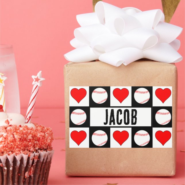 Baseball Party Decor Custom Player Name Gift Wrap Rectangular Sticker (Party)