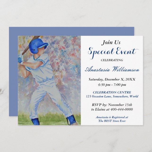 BASEBALL PARTY EVENT INVITE (Front/Back)