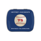 Baseball Party Favor 75th Birthday Candy Jelly Belly Candy Tin (Top)