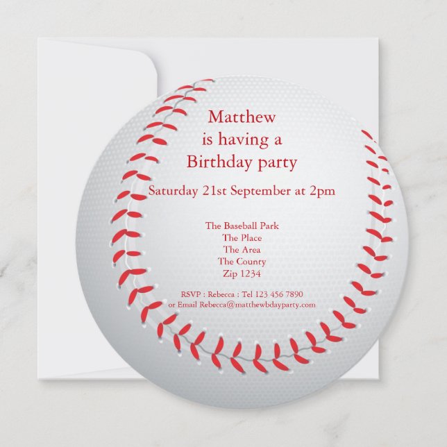 Baseball Party Invitation (Front)