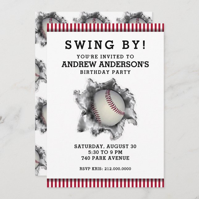 Baseball Party Invitation (Front/Back)