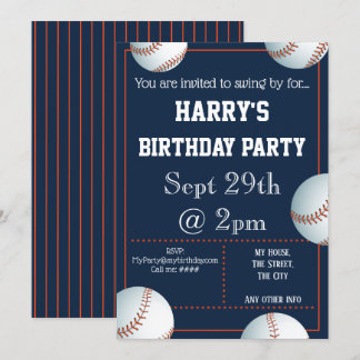 Baseball Party Invitation Editable