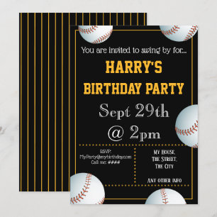 Baseball Party Invitation Editable